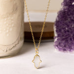 Mother of Pearl Mini Hamsa Necklace 14k Gold Filled Chain Necklaces Soul & Little Rose