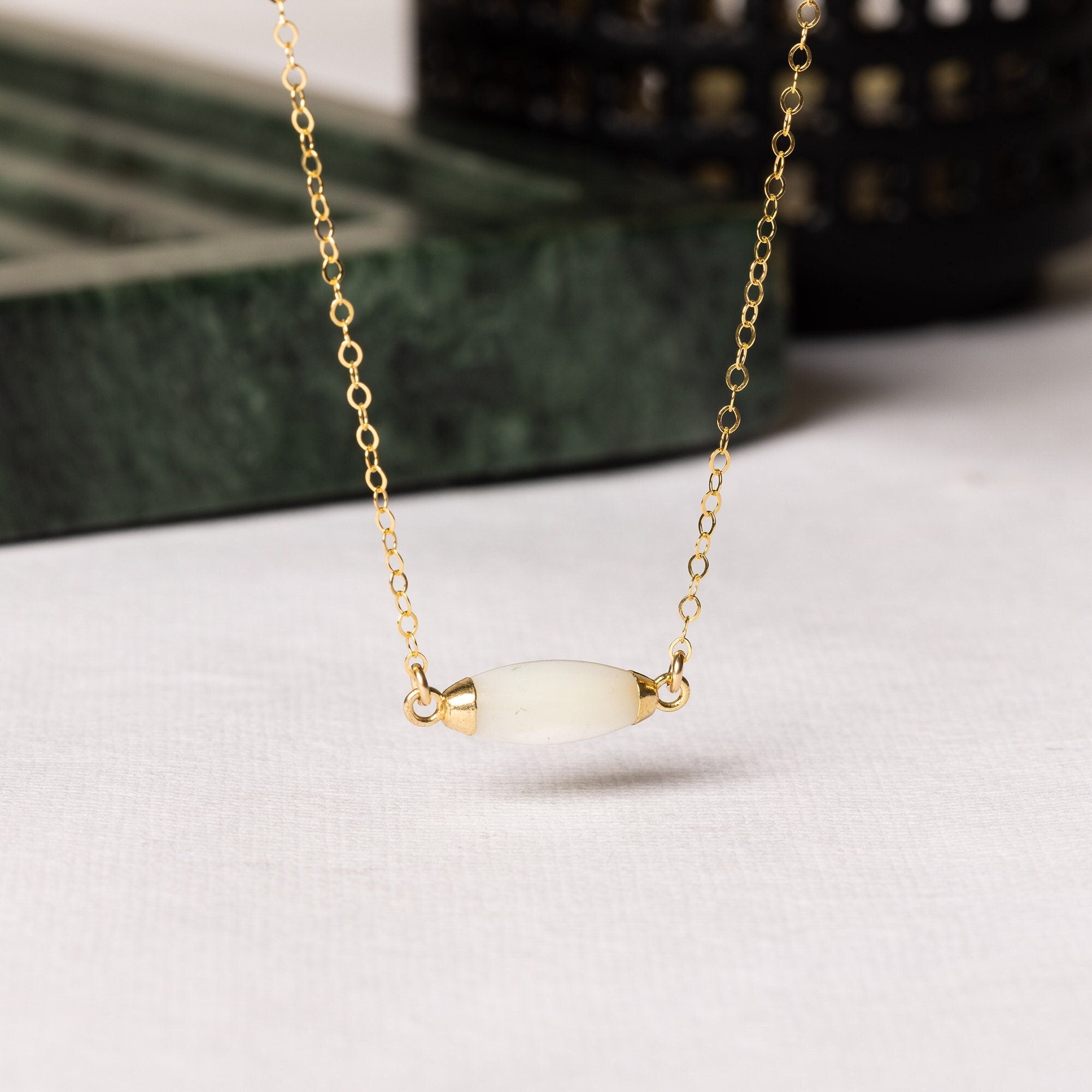 Mother of Pearl short bar necklace on 14k Gold Filled Chain Necklaces Soul & Little Rose