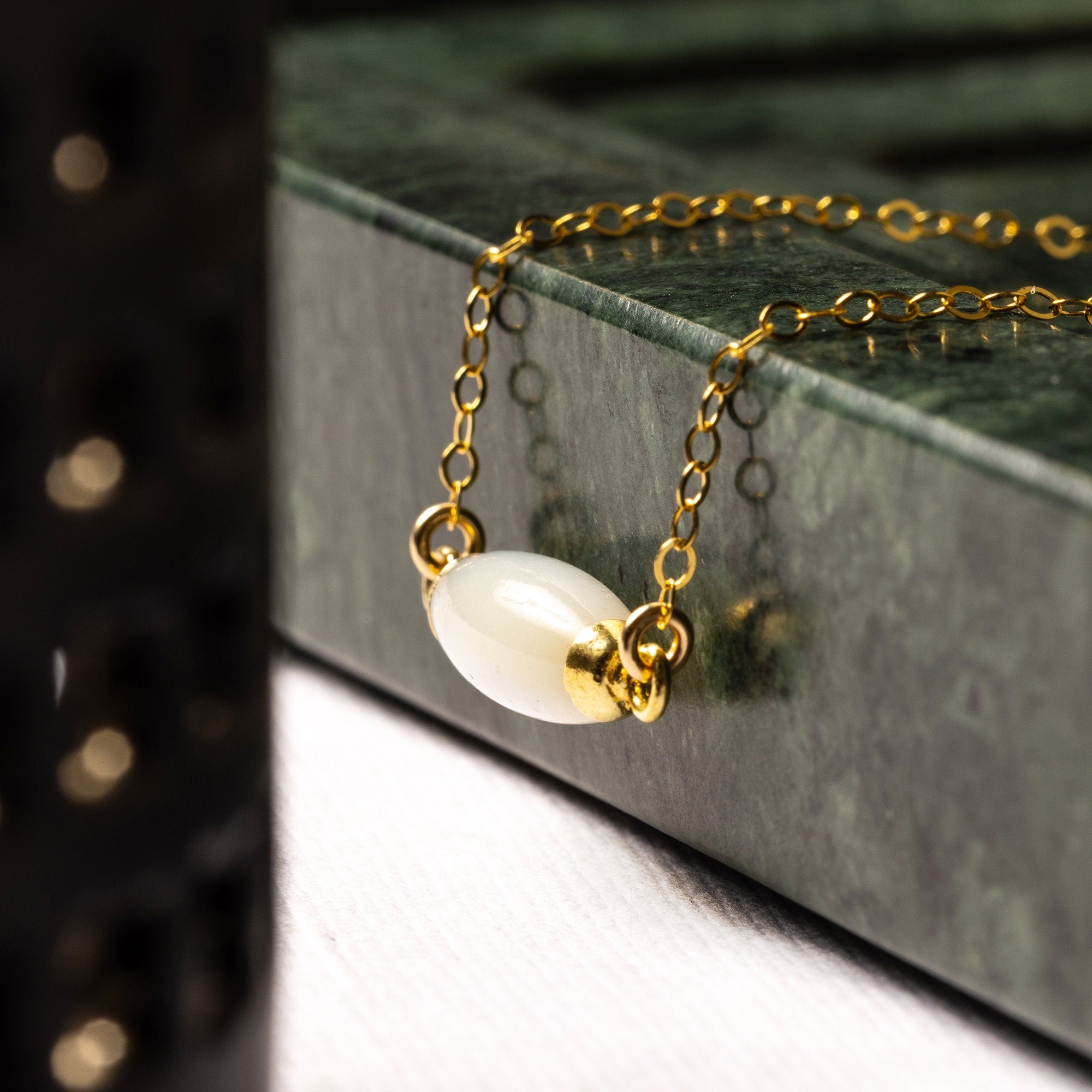 Mother of Pearl short bar necklace on 14k Gold Filled Chain Necklaces Soul & Little Rose