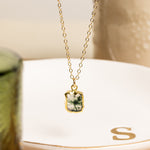 Mini Moss Agate Raw Slice Gold Chain Necklace 14k Gold Filled chain Necklaces Soul & Little Rose