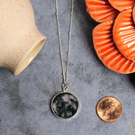 Moss Agate Gemstone Round Pendant on 925 Sterling Silver Satellite Chain Necklaces Soul & Little Rose