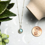 Round Labradorite Silver Necklace on Satellite Chain Necklaces Soul & Little Rose