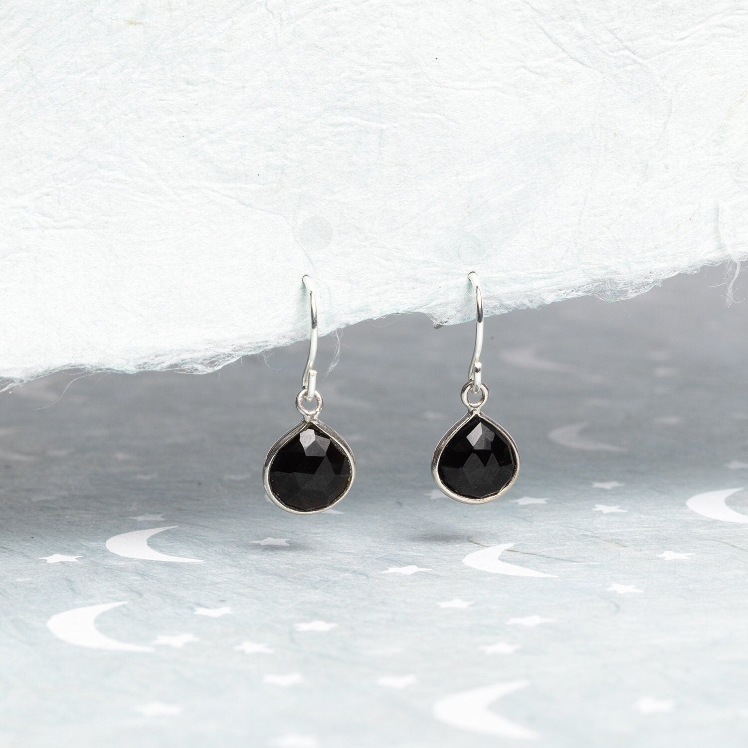 Black Onyx 925 Sterling Silver Small Drop Earrings Earrings Soul & Little Rose