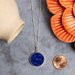 Lapis Lazuli Round Circle Pendant Charm on 925 Sterling Silver Satellite Chain Necklaces Soul & Little Rose