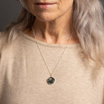 Moss Agate Gemstone Round Pendant on 925 Sterling Silver Satellite Chain Necklaces Soul & Little Rose