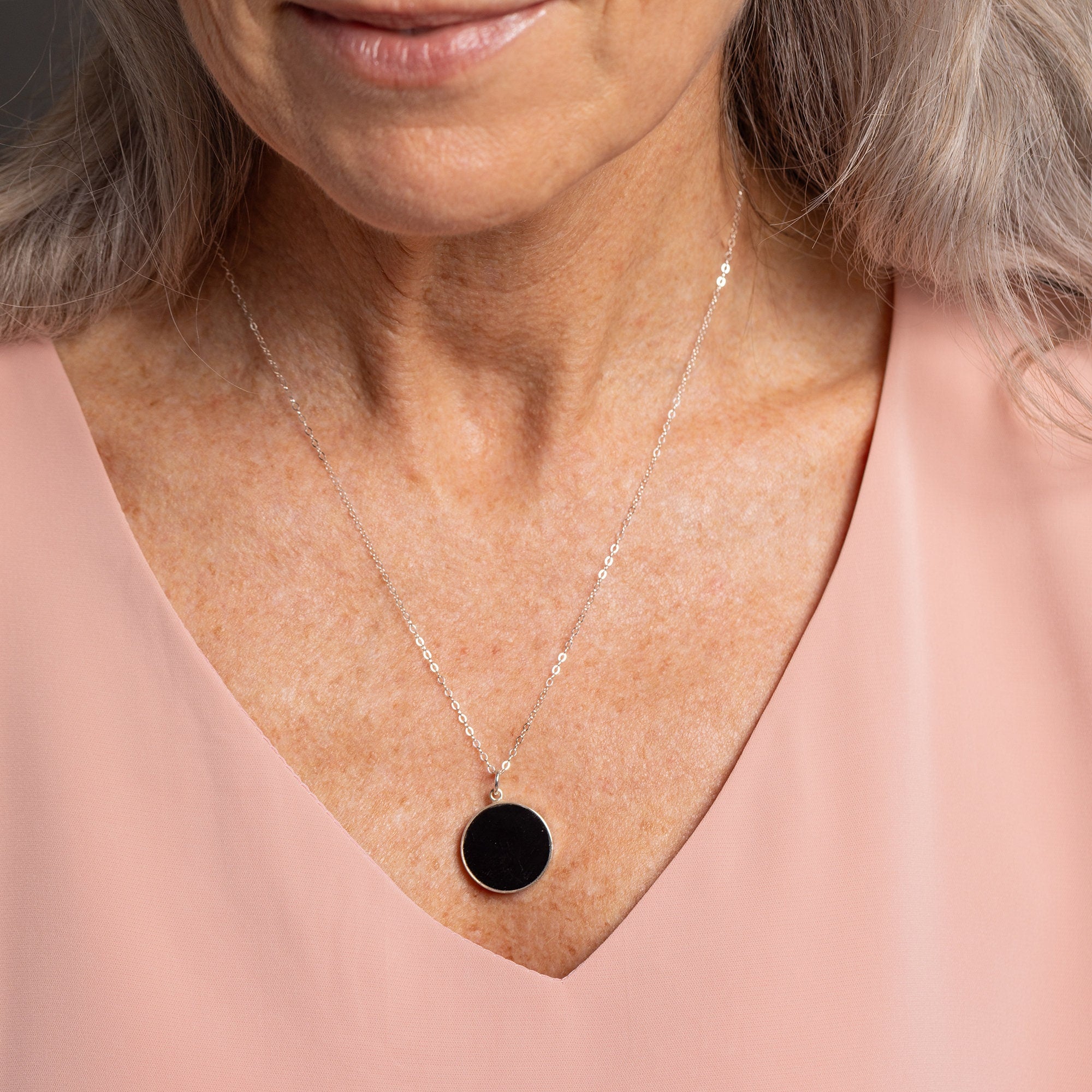 Black Obsidian Necklace in 925 Sterling Silver Cable Chain Necklaces Soul & Little Rose