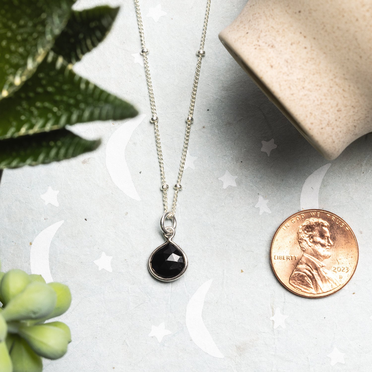 Black Onyx 925 Sterling Silver Drop Necklace Necklaces Soul & Little Rose