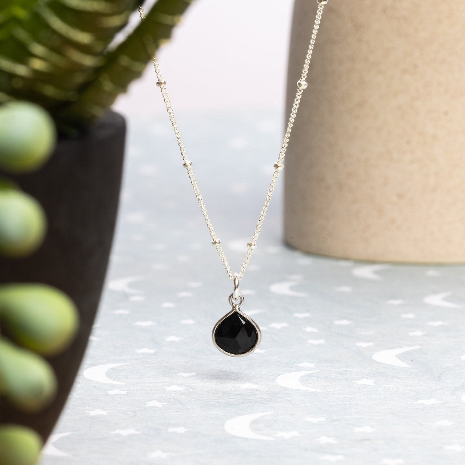 Black Onyx 925 Sterling Silver Drop Necklace Necklaces Soul & Little Rose
