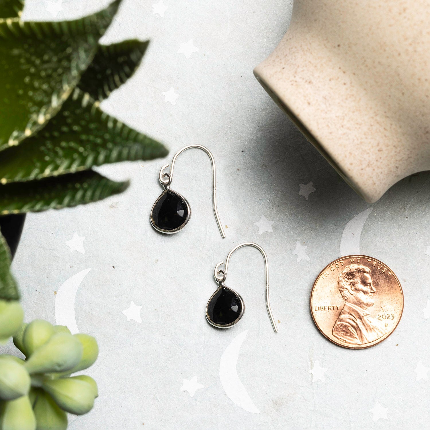 Black Onyx 925 Sterling Silver Small Drop Earrings Earrings Soul & Little Rose