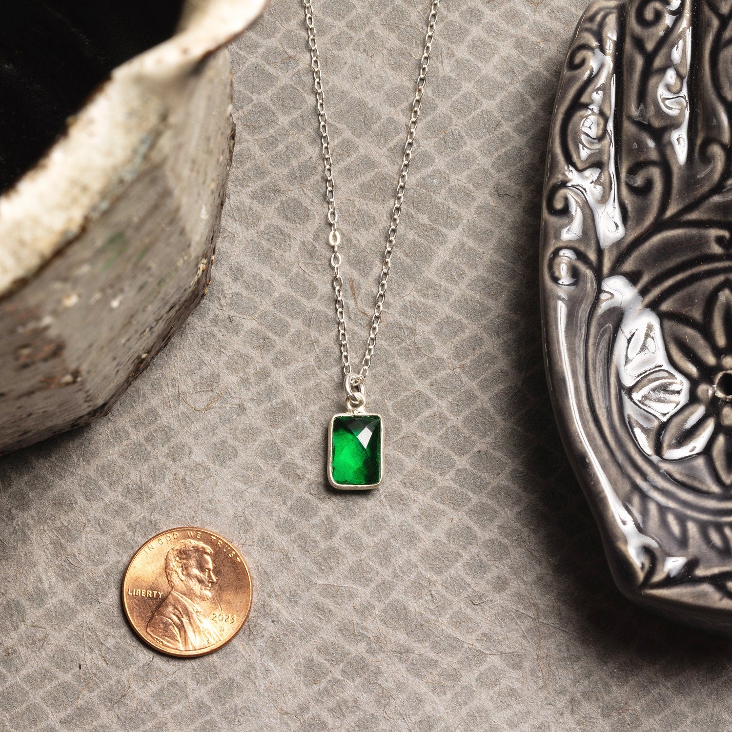Green Quartz Pillow Shape 925 Sterling Silver Pendant Necklace Necklaces Soul & Little Rose