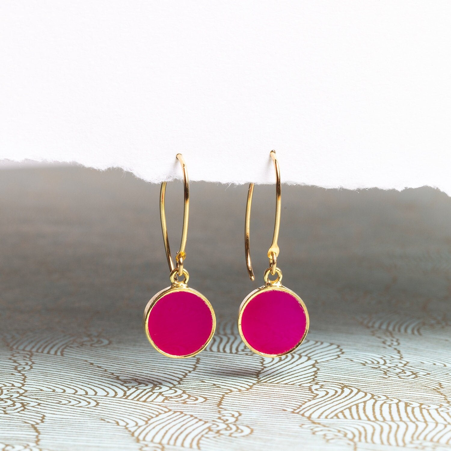 Fuchsia Chalcedony Gold Drop Earrings Earrings Soul & Little Rose   