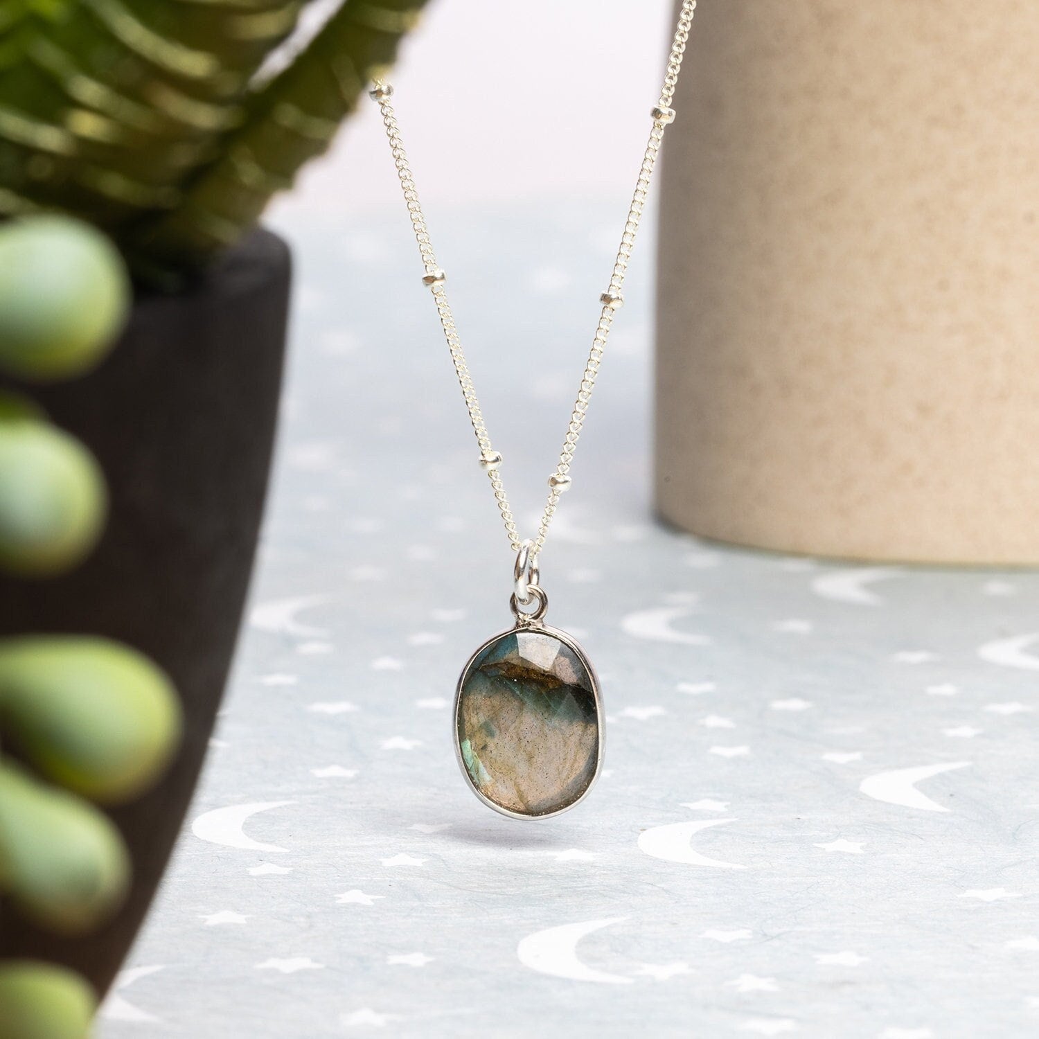 Labradorite Oval Pendant Sterling Silver Necklace Necklaces Soul & Little Rose