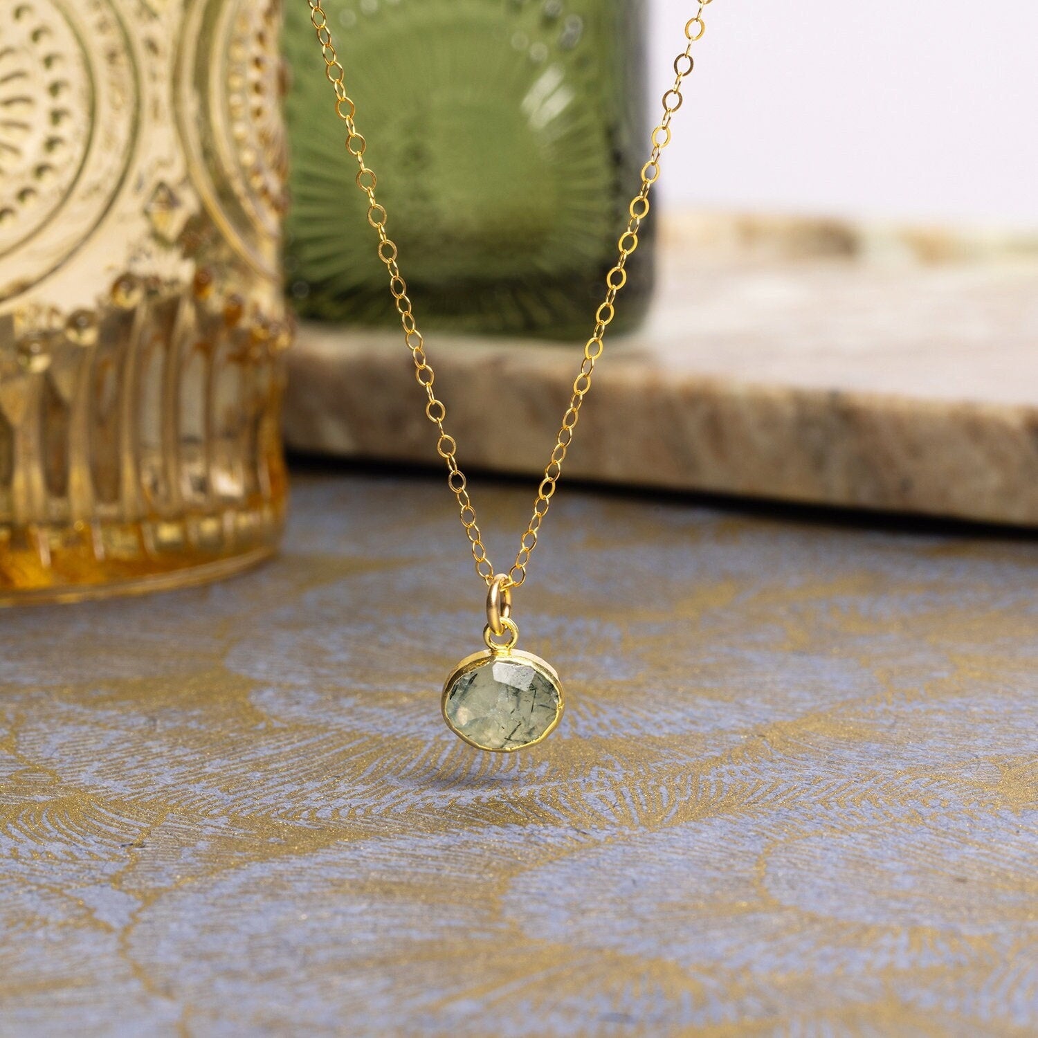 Prehnite Gold Oval Necklace Necklaces Soul & Little Rose