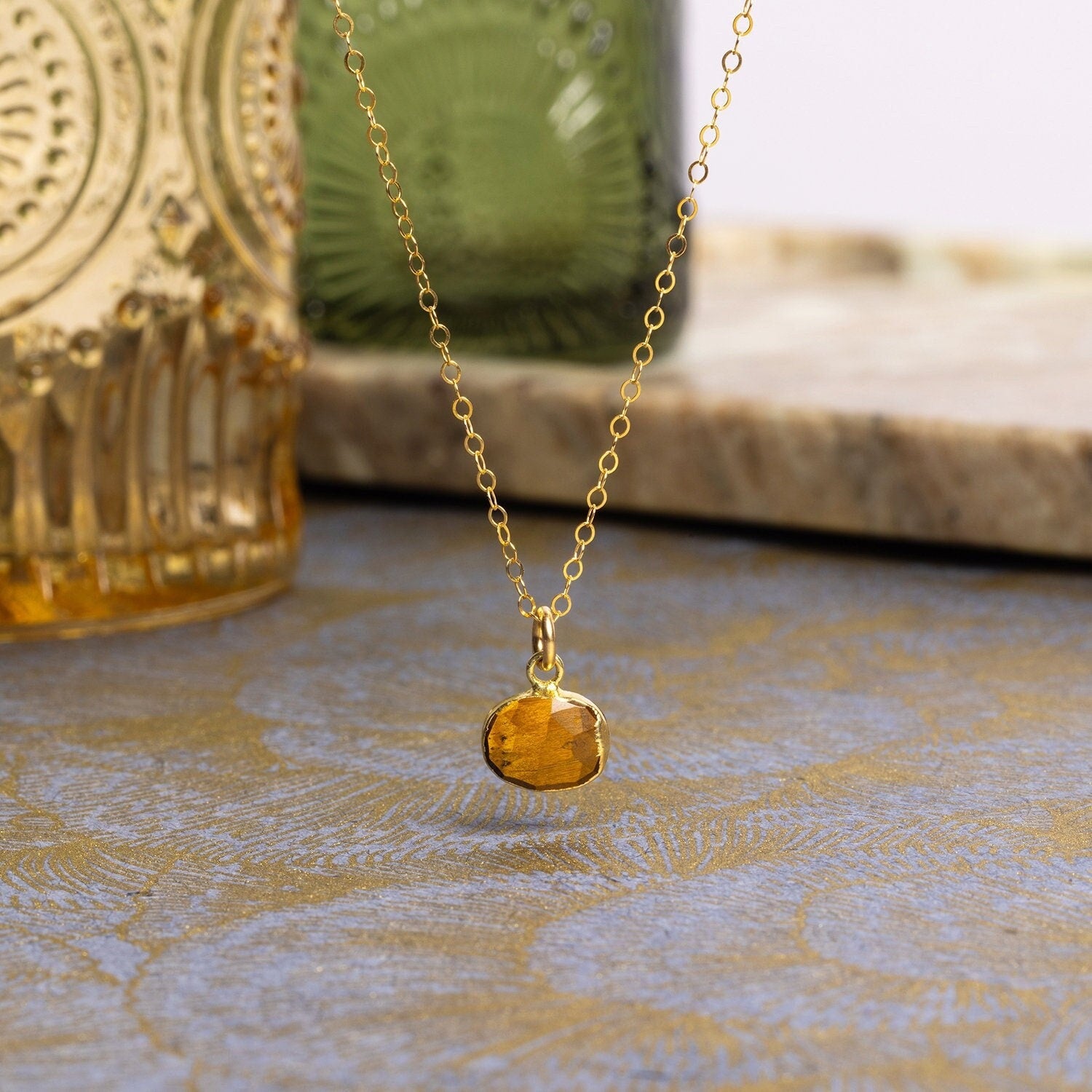 Tigers Eye Gold Oval Necklace Necklaces Soul & Little Rose   