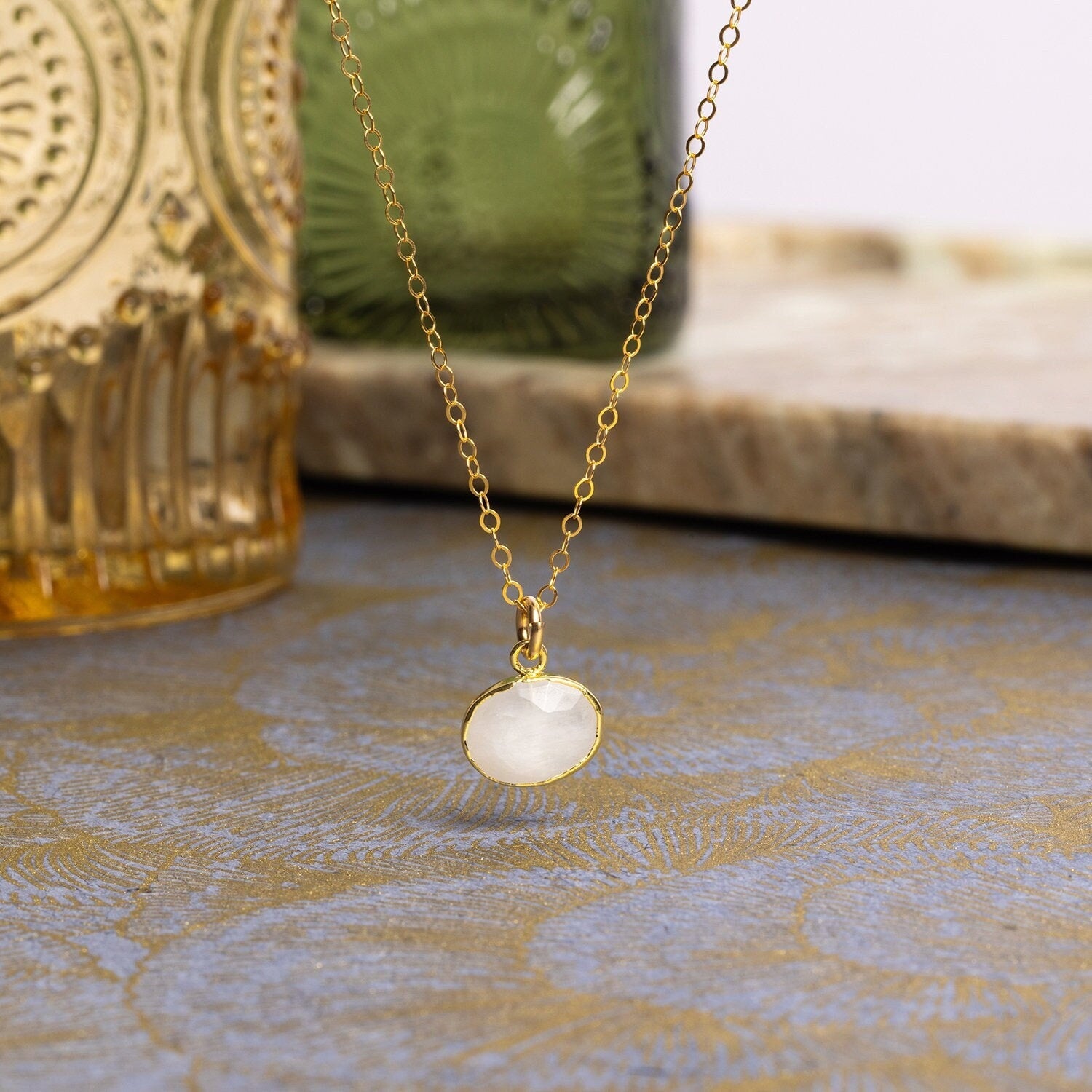 Moonstone 14K Gold Filled Oval Necklace Necklaces Soul & Little Rose