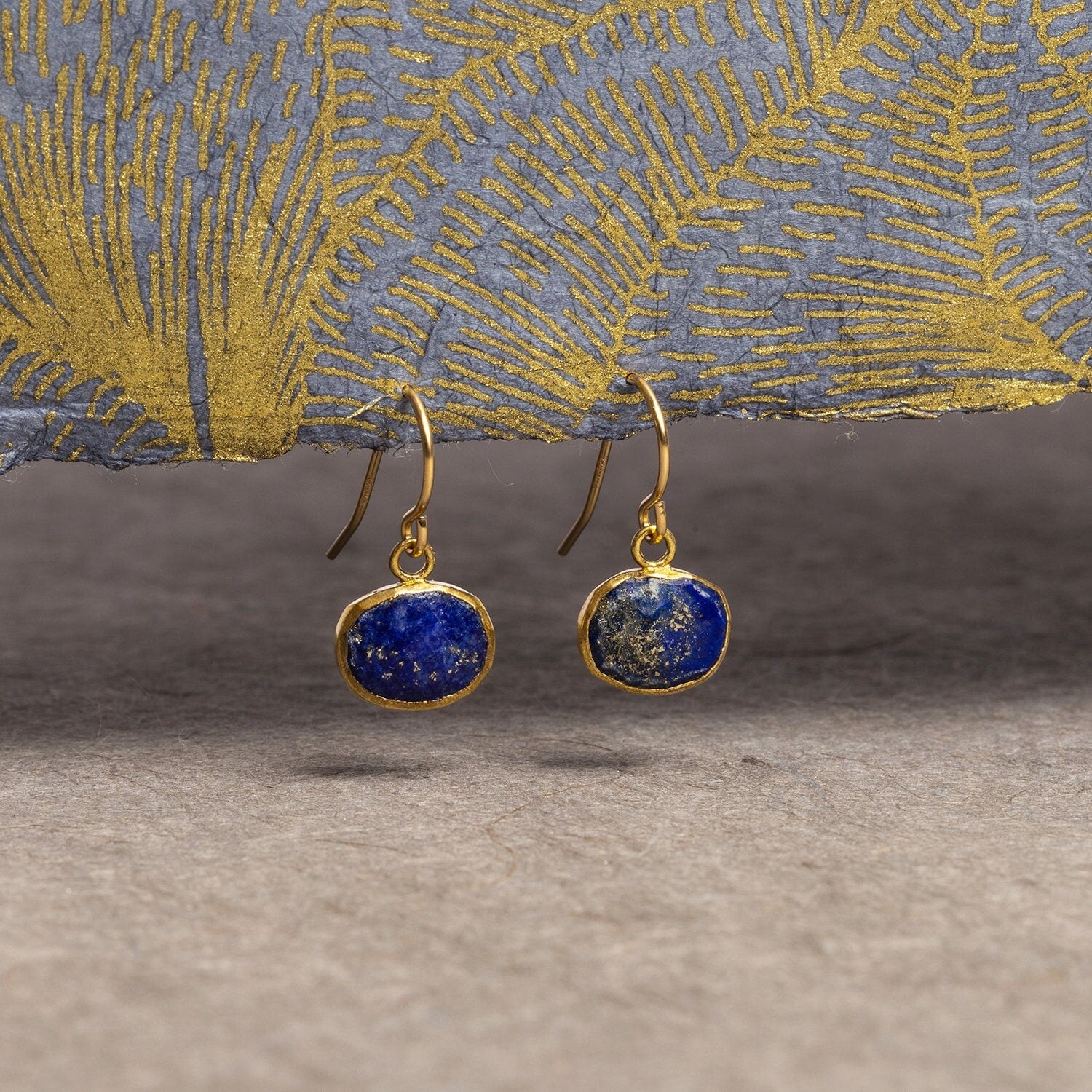 Lapis Lazuli Gold Oval Earrings Earrings Soul & Little Rose   