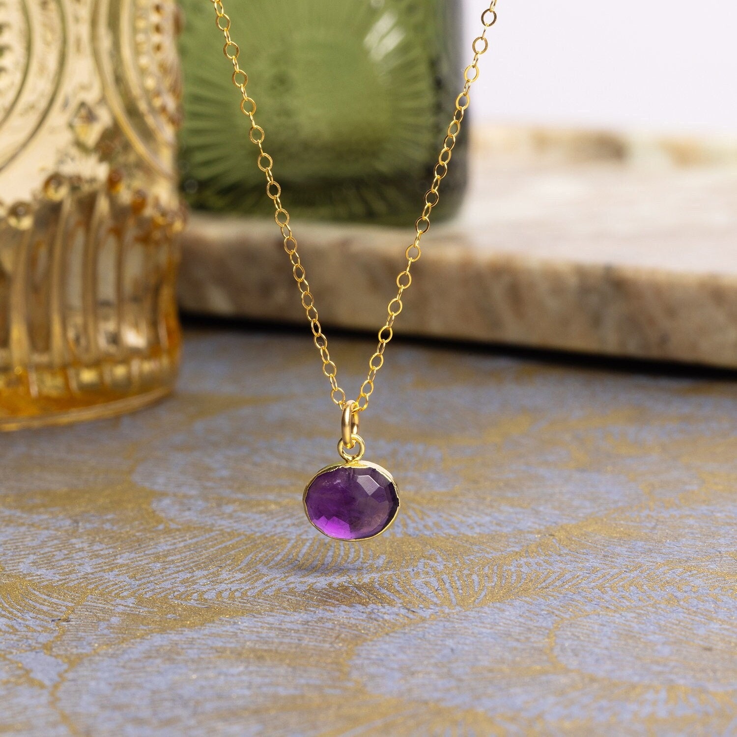 Amethyst 14K Gold Filled Oval Necklace – Soul Little Rose