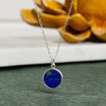 Lapis Lazuli 925 Sterling Silver Circle Shape Pendant on Cable Chain Necklaces Soul & Little Rose