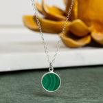 Green Malachite 925 Sterling Silver Circle Shape Pendant on Cable Chain Necklaces Soul & Little Rose