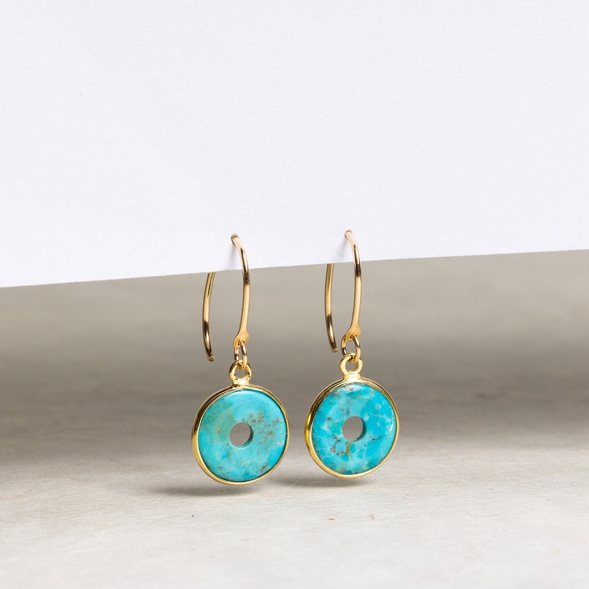 Turquoise Dangle Drop Earrings w/ 14k Gold Filled Ear-Wires Earrings Soul & Little Rose   