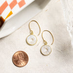 Moonstone Round Dangle Drops w/ 14k Gold Filled Ear-Wire Earrings Earrings Soul & Little Rose