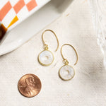 Moonstone Round Dangle Drops w/ 14k Gold Filled Ear-Wire Earrings Earrings Soul & Little Rose   