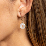 Moonstone Round Dangle Drops w/ 14k Gold Filled Ear-Wire Earrings Earrings Soul & Little Rose