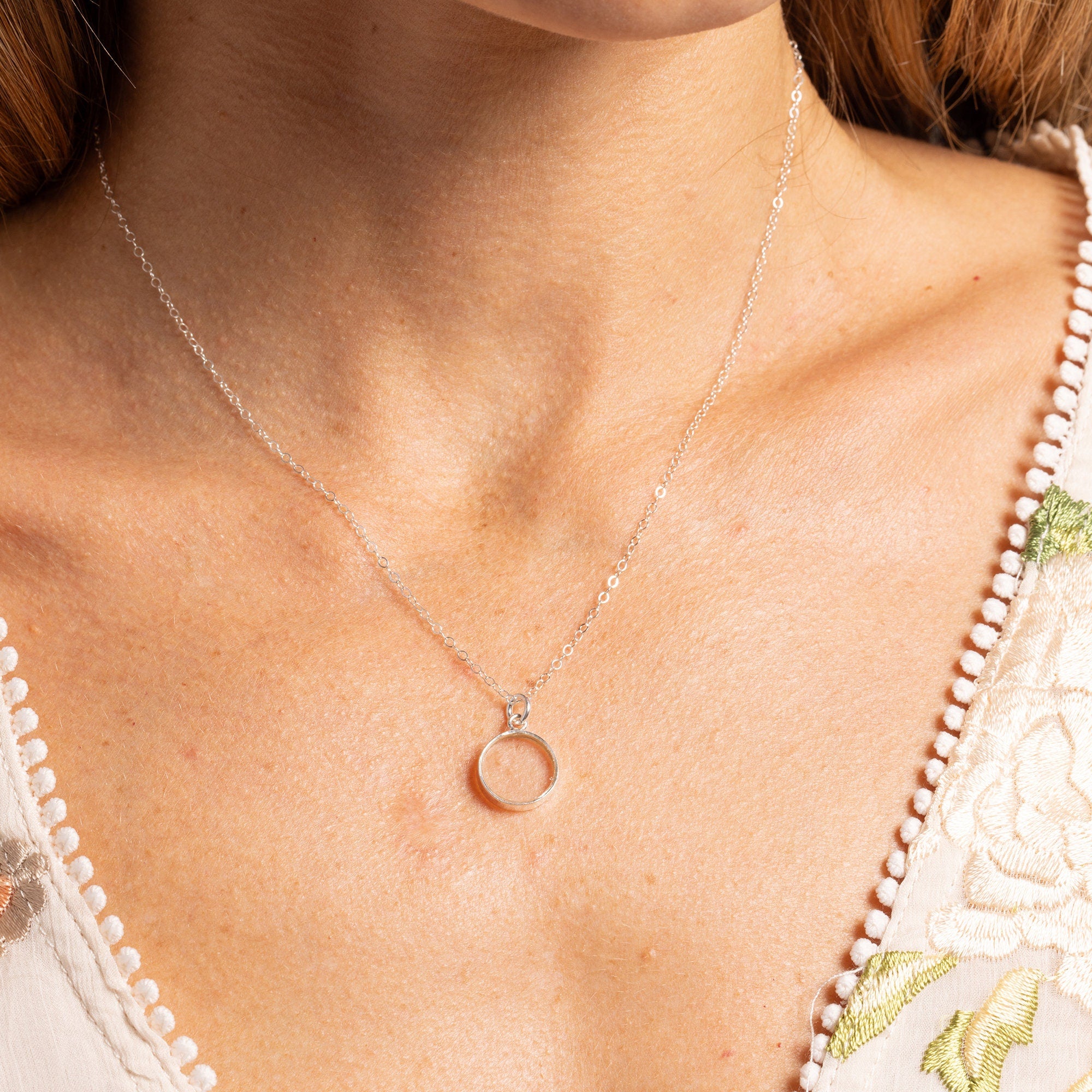 Clear Quartz 925 Sterling Silver Circle Shape Pendant Necklaces Soul & Little Rose