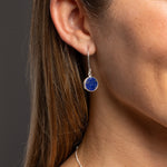 Lapis Lazuli 925 Sterling Silver long circle drop earrings Earrings Soul & Little Rose