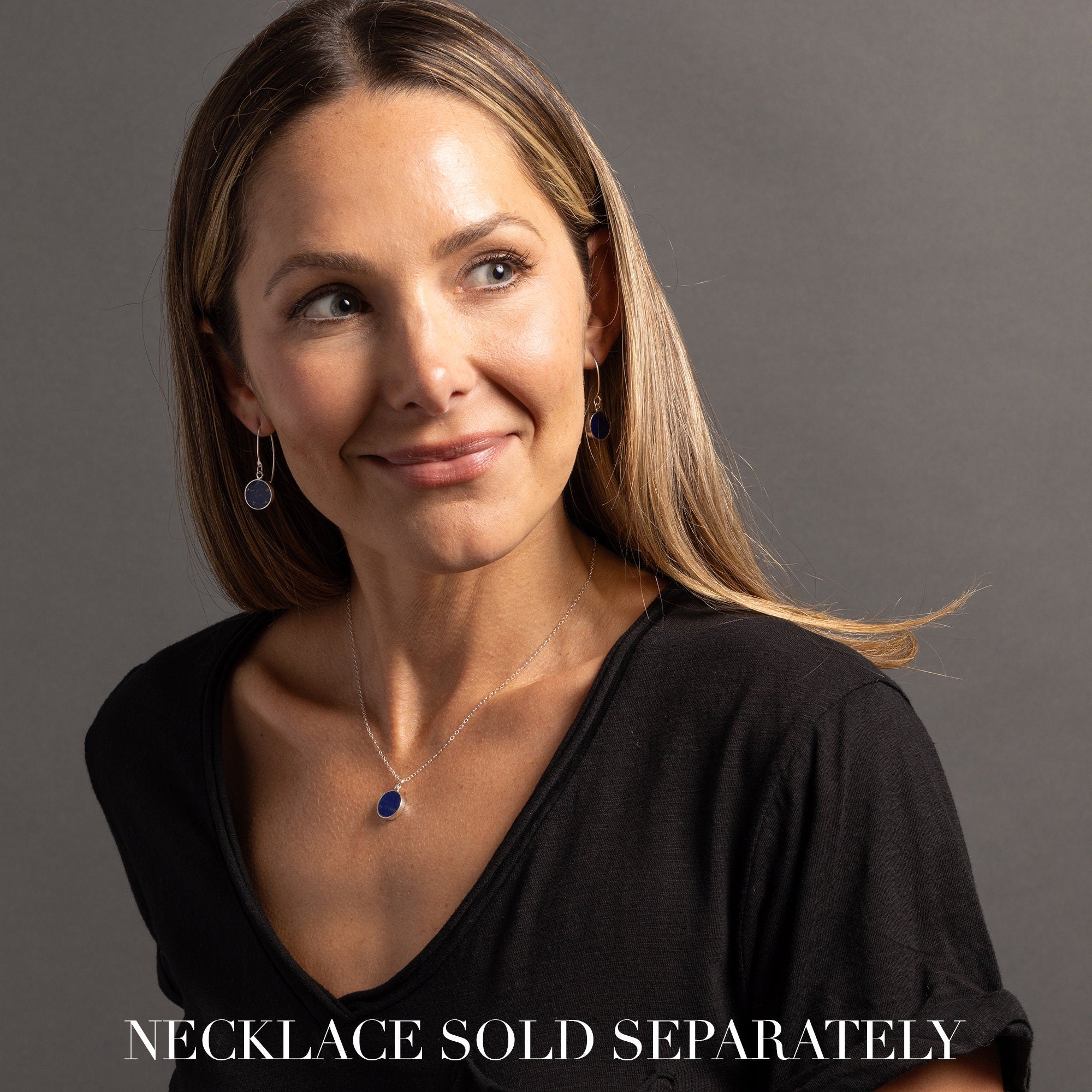 Lapis Lazuli 925 Sterling Silver long circle drop earrings Earrings Soul & Little Rose