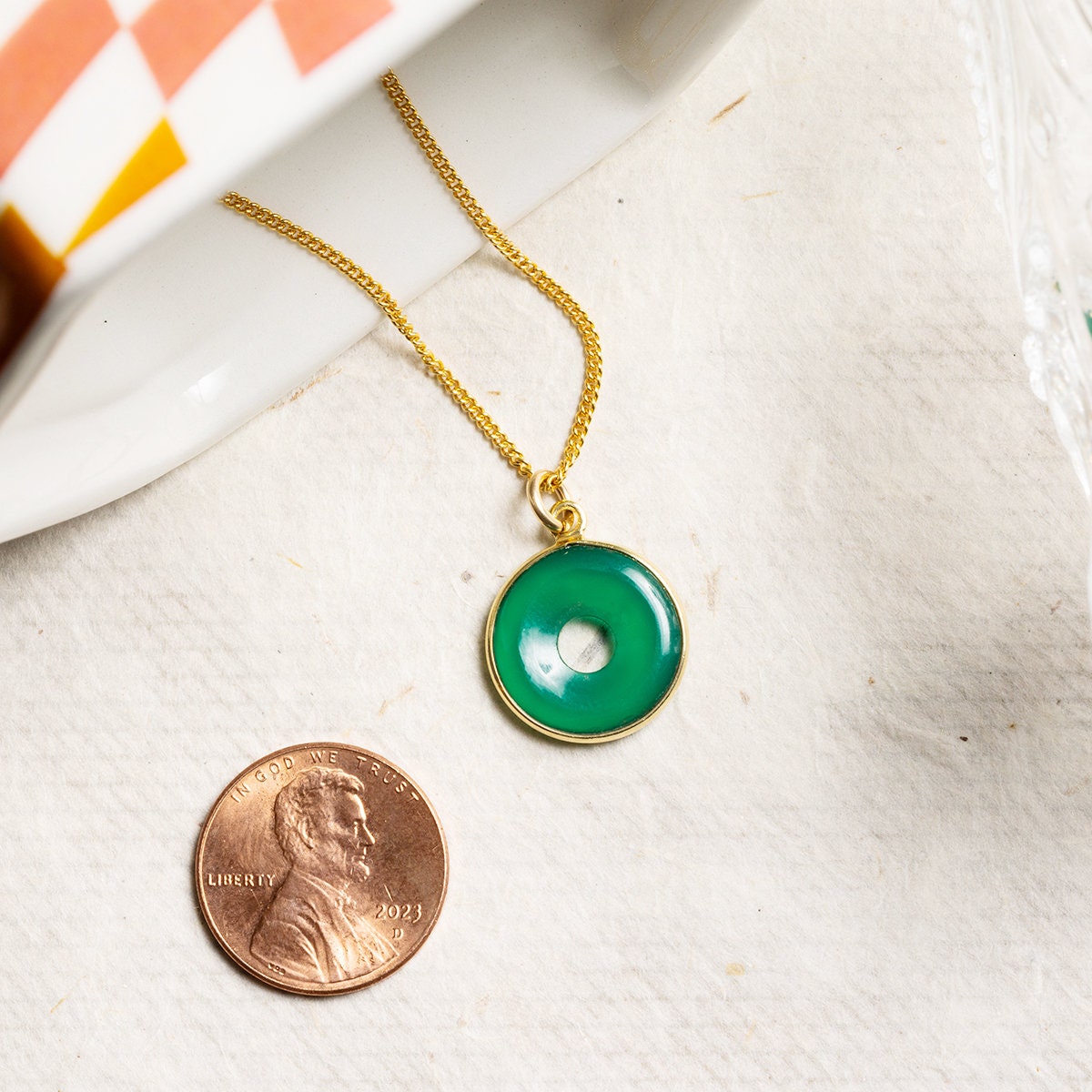 Green Onyx 14K Gold Filled Curb Chain Rounded Gemstone Necklace Necklaces Soul & Little Rose
