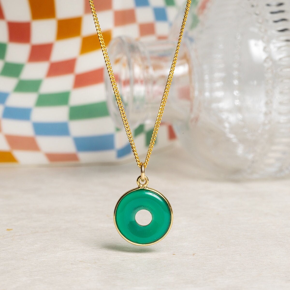 Green Onyx 14K Gold Filled Curb Chain Rounded Gemstone Necklace Necklaces Soul & Little Rose