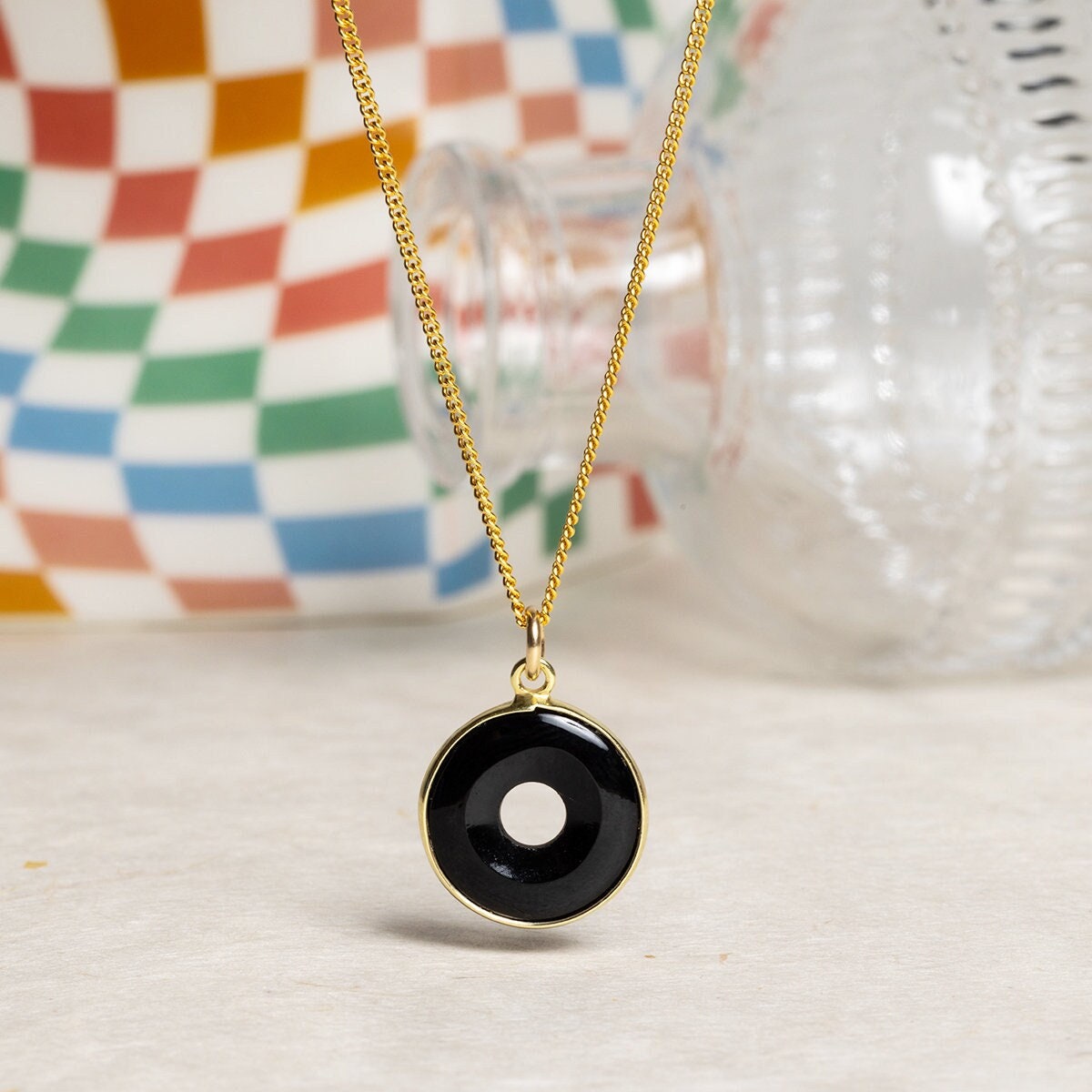 Black Onyx 14k Gold Filled Curb Chain Rounded Gemstone Necklace Necklaces Soul & Little Rose   