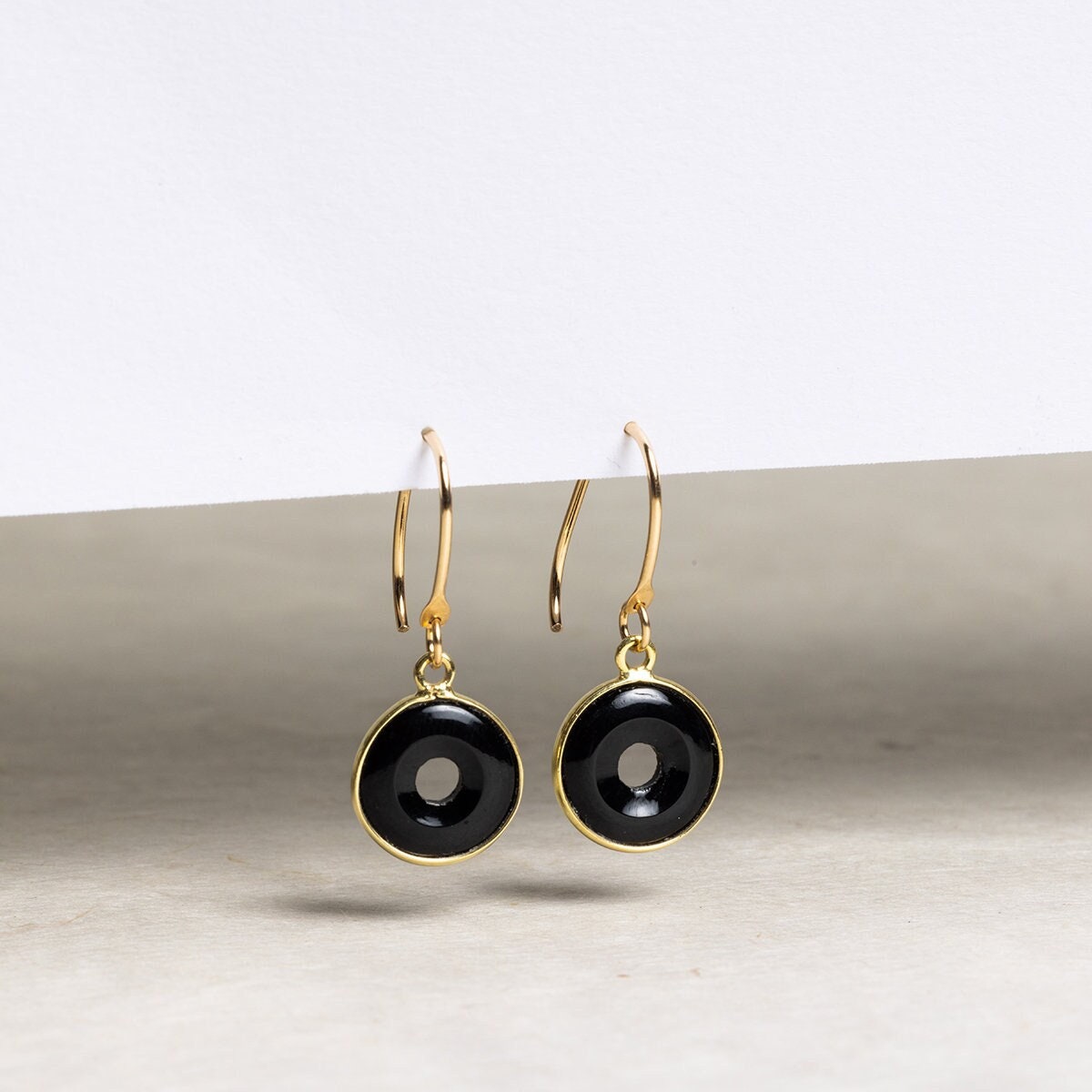 Black Onyx Dangle Drop Earrings with 14k Gold Filled Ear-Wires Earrings Soul & Little Rose