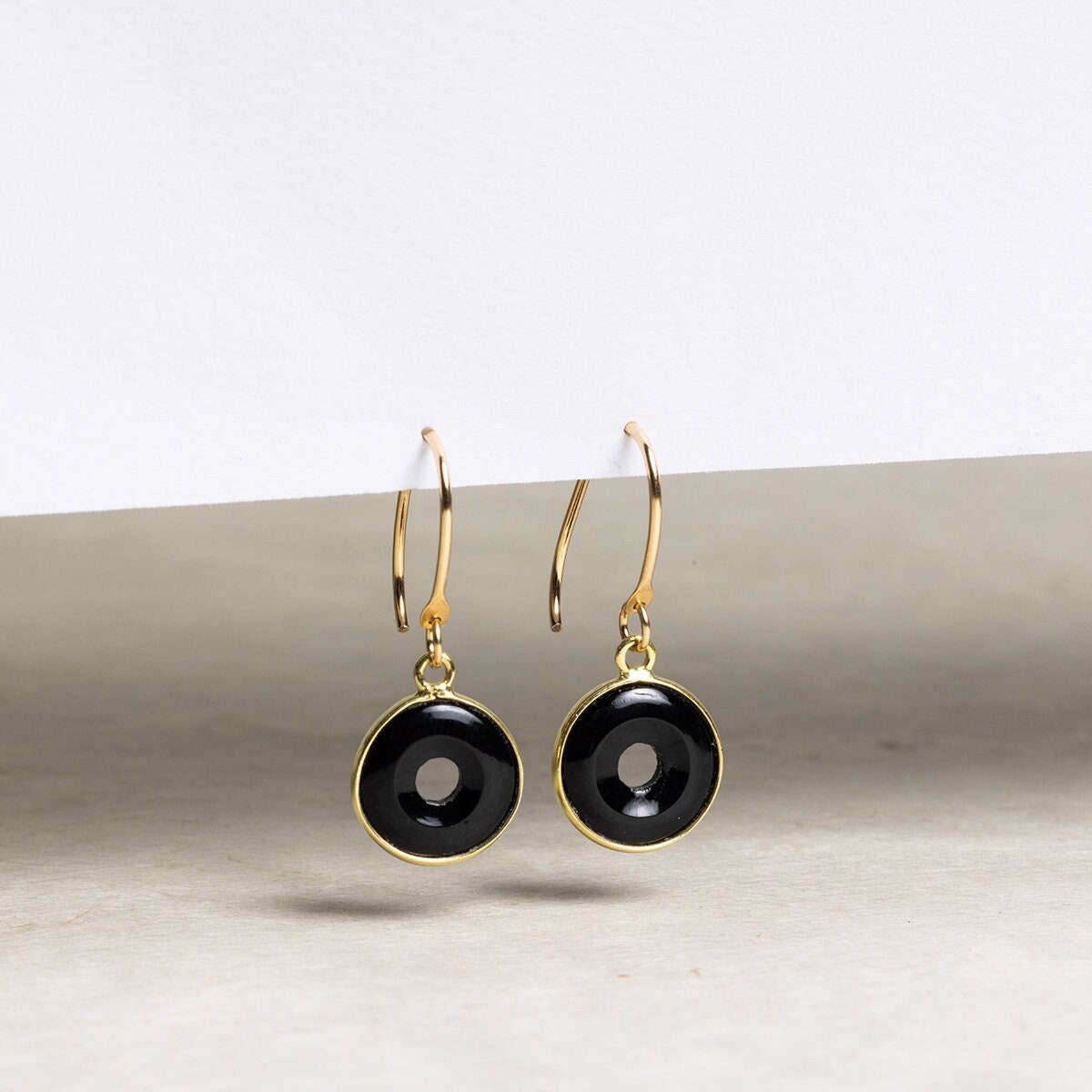 Black Onyx Dangle Drop Earrings with 14k Gold Filled Ear-Wires Earrings Soul & Little Rose   