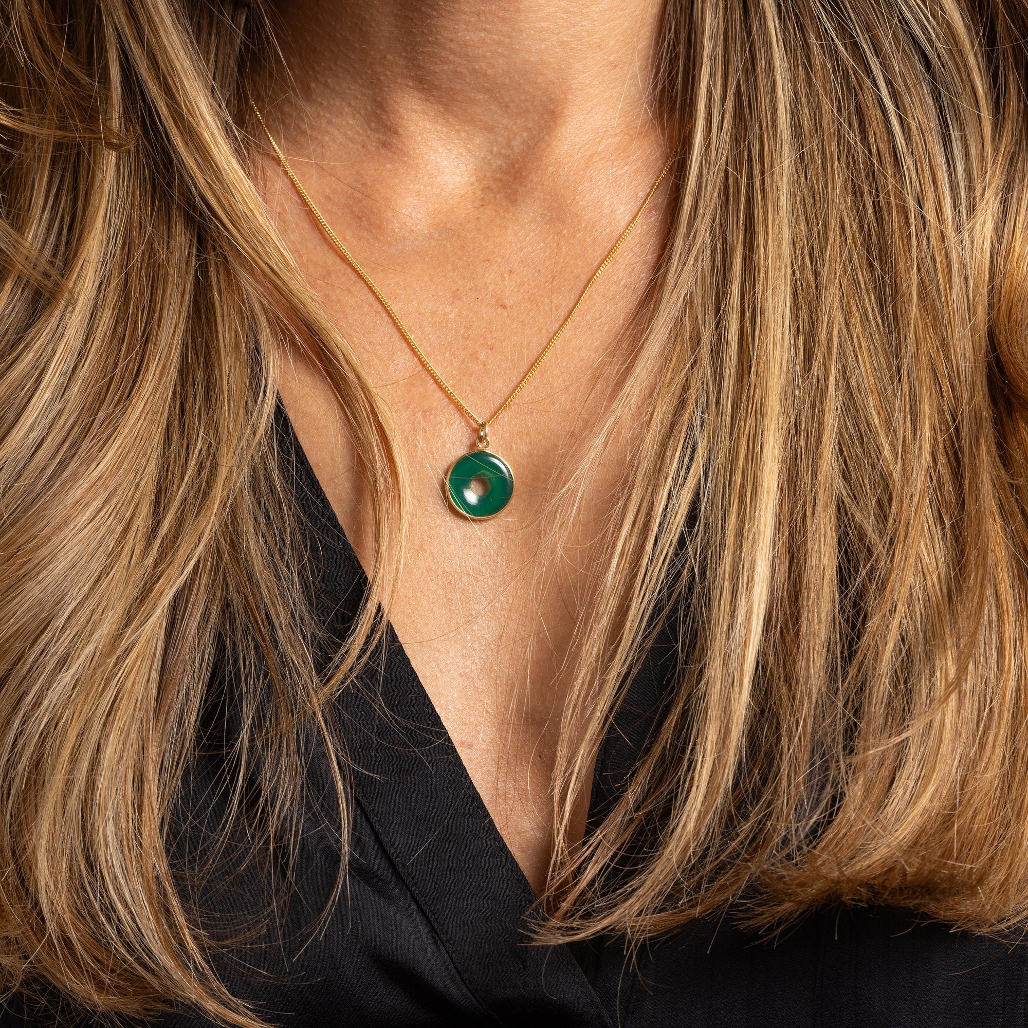 Green Onyx 14K Gold Filled Curb Chain Rounded Gemstone Necklace Necklaces Soul & Little Rose