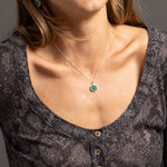 Green Malachite 925 Sterling Silver Circle Shape Pendant on Cable Chain Necklaces Soul & Little Rose