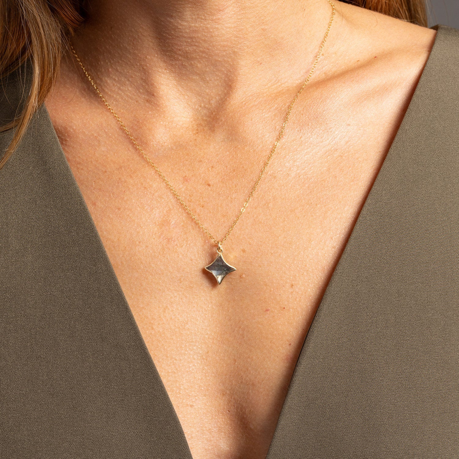 Labradorite Gold Bezel 4 point Star Necklace Necklaces Soul & Little Rose