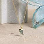Small Labradorite Horn Charm Necklace on 14k Gold Filled Chain Necklaces Soul & Little Rose