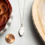 Sterling Silver elongated oval pendant necklace on dainty cable chain Necklaces Soul & Little Rose