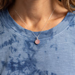 Pink Opal 925 Sterling Silver Circle Shape Pendant on Cable Chain Necklaces Soul & Little Rose