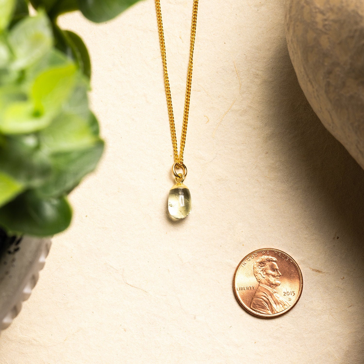 Green Amethyst Gold Drop Necklace 14k Gold Filled Chain Necklaces Soul & Little Rose