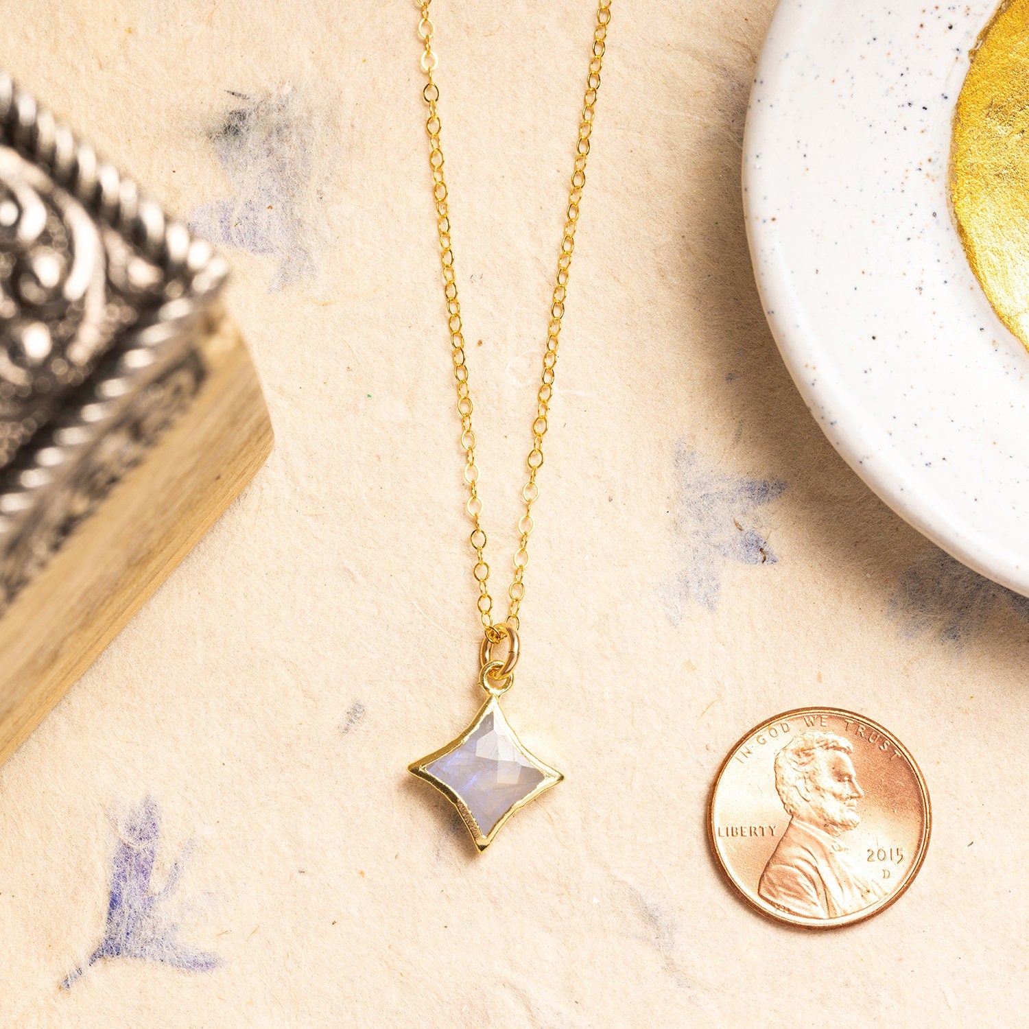 Moonstone Star Gold Necklace 14k gold filled delicate chain Necklaces Soul & Little Rose