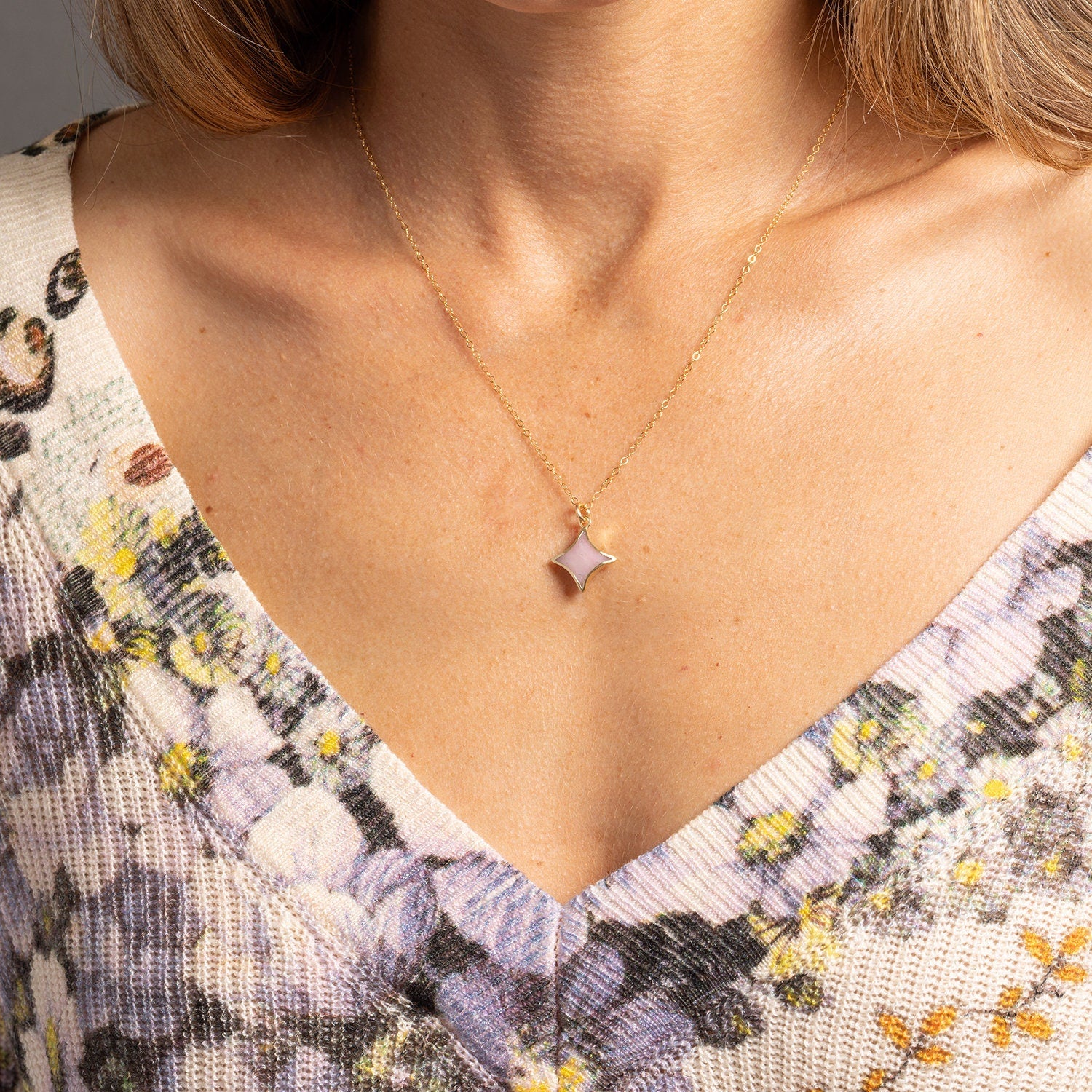 Pink Opal Star Gold Necklace 14k gold filled adjustable dainty chain Necklaces Soul & Little Rose
