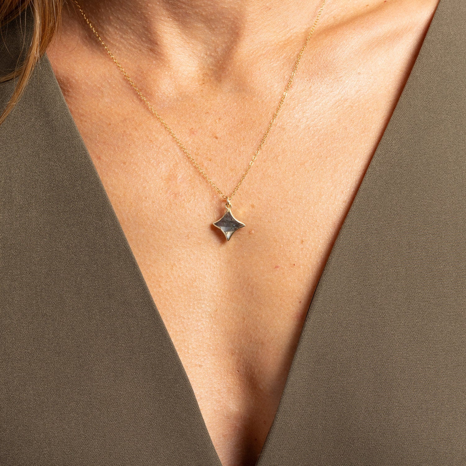Labradorite Gold Bezel 4 point Star Necklace Necklaces Soul & Little Rose