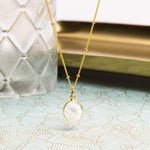 Oval Pearl Necklace - 14k Gold Filled Satellite Chain Vermeil Gold Pendant Necklaces Soul & Little Rose