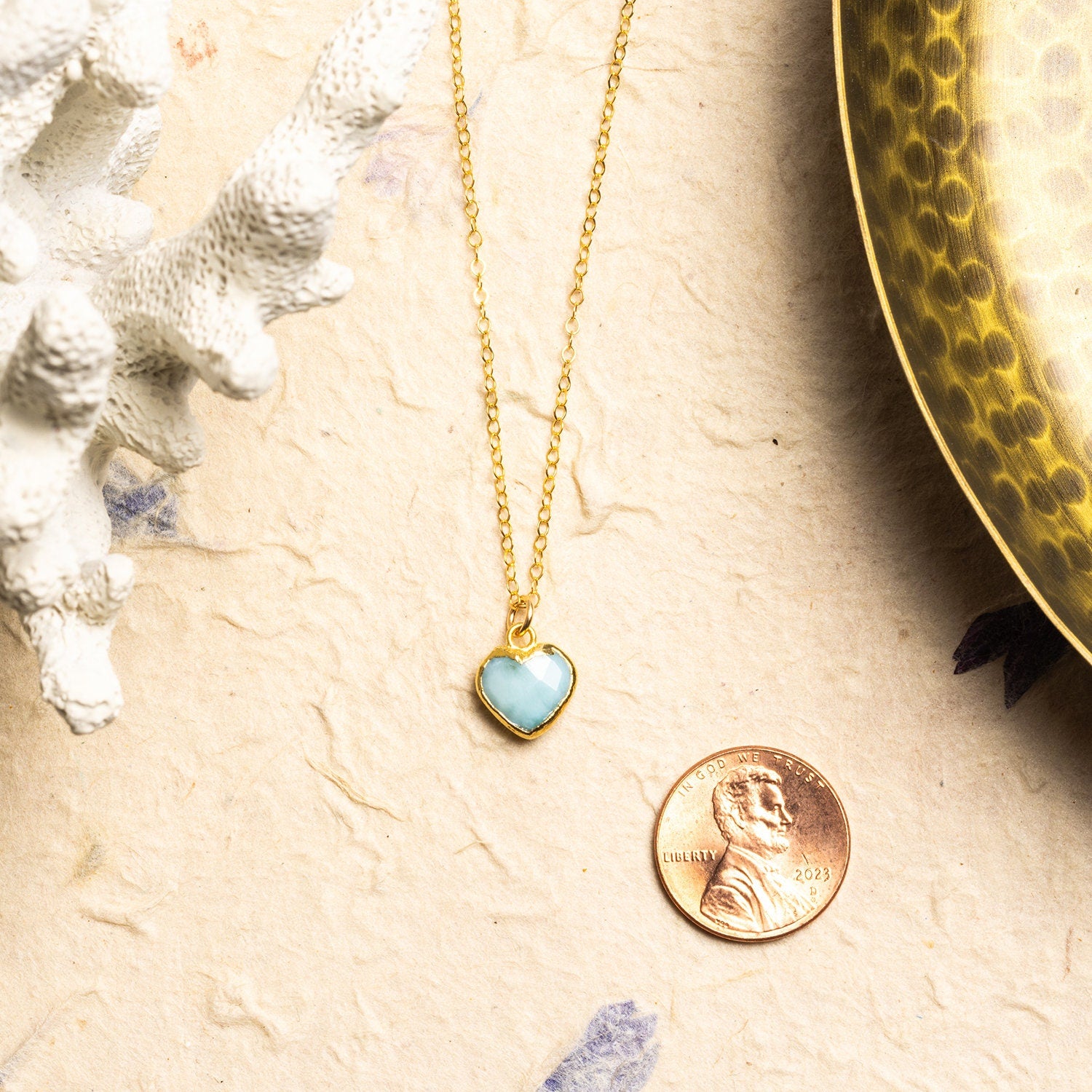 Larimar Heart Pendant Necklace and Drop Earrings Jewelry Set Necklace and Earrings Set Soul & Little Rose