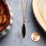 Gold Filled Elongated Marquise Black Onyx Pendant Necklace Necklaces Soul & Little Rose