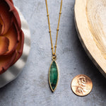 Gold Filled Long Marquise Emerald Pendant Necklace Necklaces Soul & Little Rose