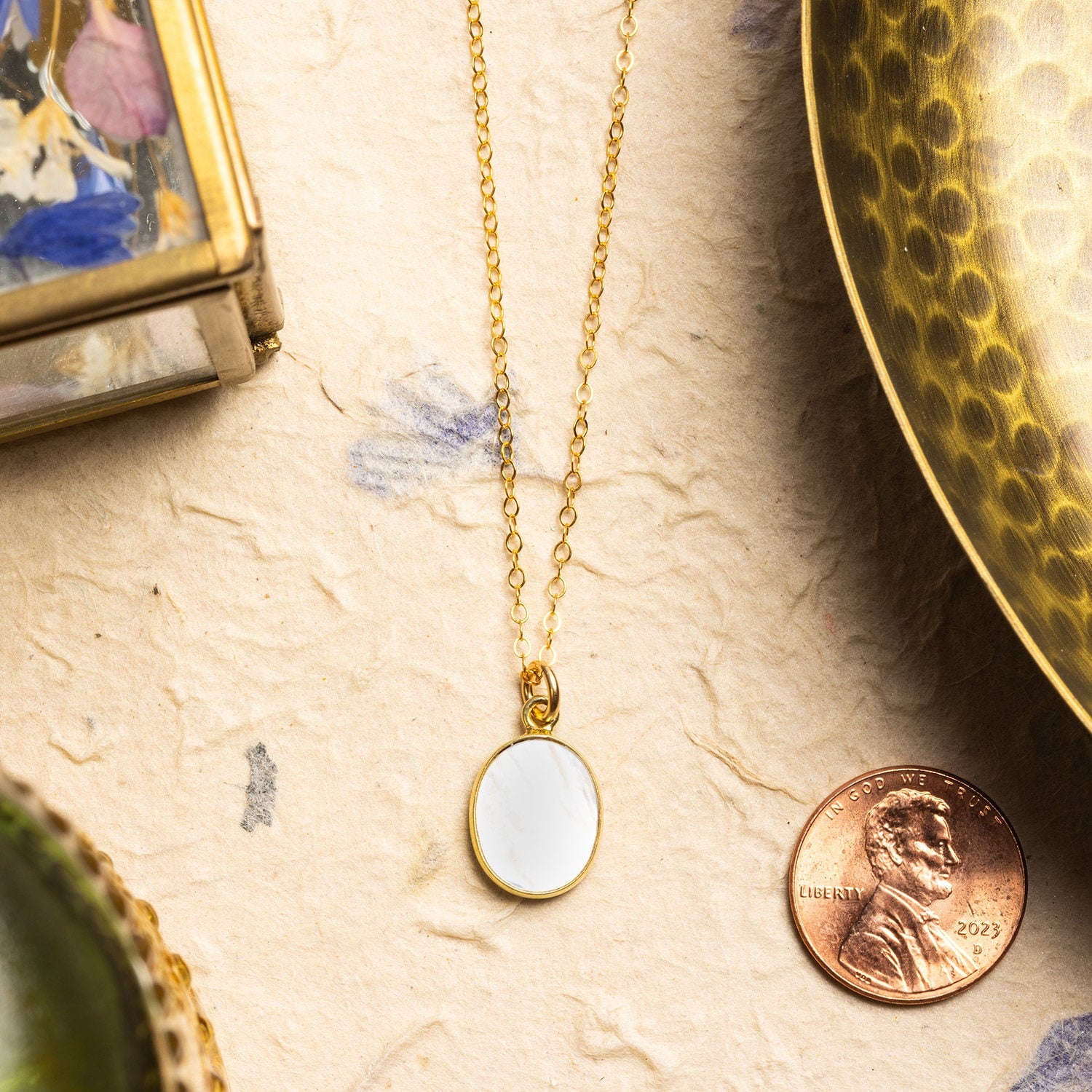 Oval Pearl Necklace 14k Gold Filled Chain Vermeil Gold Pendant Necklaces Soul & Little Rose
